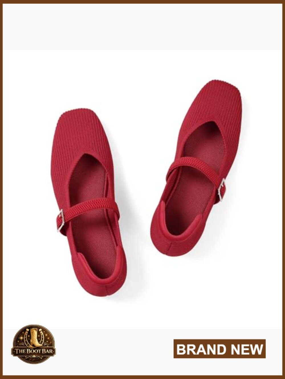 Mary Jane Flats Casual Ballet Knit Square Toe Ankle Strap Comfort Office Shoes - Picture 5 of 7